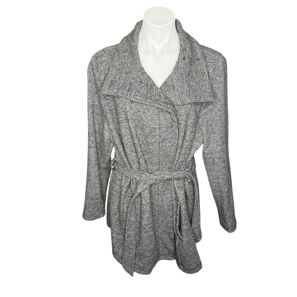 Ava & Viv Gray Tie Waist Peacoat Plus Size 1X Belted Cotton Blend Jacket
